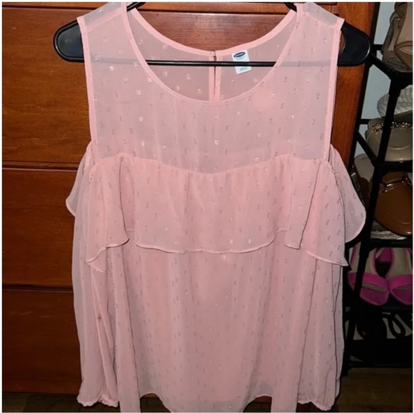 Women's Cold Shoulder Blouse- Blush - Picture 4 of 8
